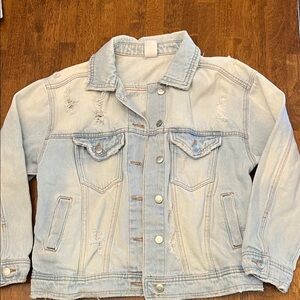 No Boundaries Distressed Light Blue Jean Jacket
